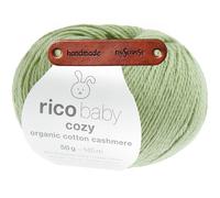 Rico Design BABY COZY ORGANIC COTTON CASHMERE SALBEI Premium Wolle 50g für kuschelige Babymode edle Strickideen und zeitlose Lieblingsstücke mit mySearose Label