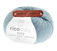 Rico Design BABY COZY ORGANIC COTTON CASHMERE TAUBENBLAU Premium Wolle 50g für kuschelige Babymode edle Strickideen und zeitlose Lieblingsstücke mit mySearose Label