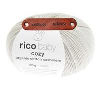 Rico Design BABY COZY ORGANIC COTTON CASHMERE TAUPE Premium Wolle 50g für kuschelige Babymode edle Strickideen und zeitlose Lieblingsstücke mit mySearose Label