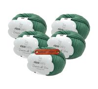 Rico Design BABY DREAM DK UNI MOOS Premium Wolle 5 x 50g Weiches Babygarn für Babykleidung Babyaccessoires und Decken in soften pudrigen Farben mit mySearose Label