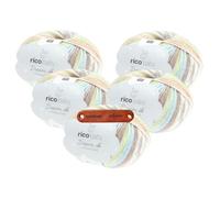 Rico Design BABY DREAM LUXURY TOUCH DK MEADOWS Premium Wolle 5 x 50g für weiche Babymode kreative Farbspiele und liebevolle Handarbeiten mit mySearose Label