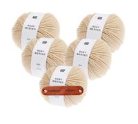 Rico Design BABY MERINO 02 NATUR Premium Wolle 5 x 25g Weiche Merinowolle für Babykleidung Accessoires und zarte Geschenke in klassischen Farben mit mySearose Label