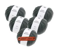Rico Design BABY MERINO 05 ANTHRAZIT Premium Wolle 5 x 25g Weiche Merinowolle für Babykleidung Accessoires und zarte Geschenke in klassischen Farben mit mySearose Label