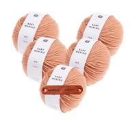 Rico Design BABY MERINO 08 PUDER Premium Wolle 5 x 25g Weiche Merinowolle für Babykleidung Accessoires und zarte Geschenke in klassischen Farben mit mySearose Label