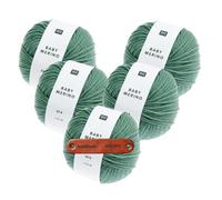 Rico Design BABY MERINO 11 EFEU Premium Wolle 5 x 25g Weiche Merinowolle für Babykleidung Accessoires und zarte Geschenke in klassischen Farben mit mySearose Label