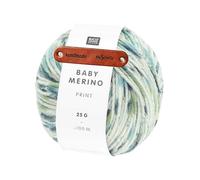 Rico Design BABY MERINO PRINT 13 Blau Grün Premium Wolle 25g Bunte Farbverläufe für niedliche Babymode Accessoires und kreative Geschenkideen mit mySearose Label