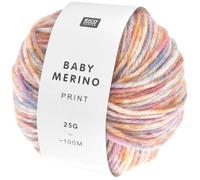 Rico Design Baby Merino Print Babywolle, 25g, 100m, Nadel 4.0, 100% Schurwolle, für Pullover Gr. 74/80 waschbar bei 30°C im Schonwaschgang Blumen