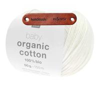 Rico Design Baby Organic Cotton 009 weiß Premium Wolle 50g Weich und leicht für Babymode Accessoires Decken und farbenfrohe Geschenkideen mit mySearose Label