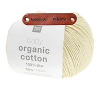 Rico Design Baby Organic Cotton 011 vanille Premium Wolle 50g Weich und leicht für Babymode Accessoires Decken und farbenfrohe Geschenkideen mit mySearose Label