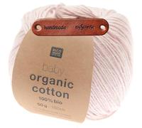 Rico Design Baby Organic Cotton 02 rosa Premium Wolle 50g Weich und leicht für Babymode Accessoires Decken und farbenfrohe Geschenkideen mit mySearose Label