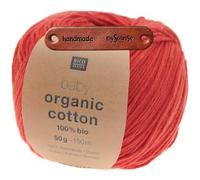 Rico Design Baby Organic Cotton 04 himbeere Premium Wolle 50g Weich und leicht für Babymode Accessoires Decken und farbenfrohe Geschenkideen mit mySearose Label