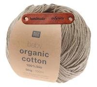 Rico Design Baby Organic Cotton 08 taupe Premium Wolle 50g Weich und leicht für Babymode Accessoires Decken und farbenfrohe Geschenkideen mit mySearose Label