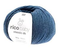 Rico Design Babywolle blau, Baby Classic dk Häkelwolle, Strickgarn (60) | weich und pflegeleicht, 50% Polyamid, 50% Polyacryl, 50g 165m, Nadelstärke 3,5-4 mm