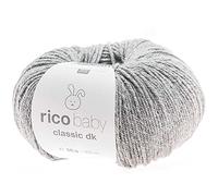 Rico Design Babywolle grau, Baby Classic dk Häkelwolle, Strickgarn, 50g, 50% Polyacryl 50% Polyamid (66 silbergrau melange)