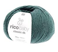 Rico Design Babywolle grün, Baby Classic dk Häkelwolle, Strickgarn, 50g, 50% Polyacryl 50% Polyamid (83 tannengrün)