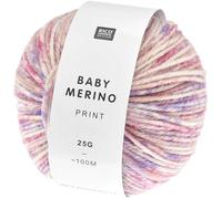 Rico Design Baby Merino Print Babywolle, 25g, 100m, Nadel 4.0, 100% Schurwolle, für Pullover Gr. 74/80 waschbar bei 30°C im Schonwaschgang Beeren
