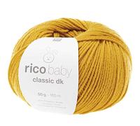 Rico Design Babywolle ocker, Baby Classic dk Häkelwolle, Strickgarn, 50g, 50% Polyacryl 50% Polyamid (69 senf)