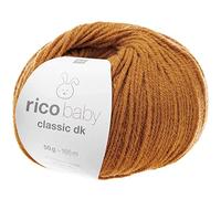 Rico Design Babywolle ocker, Baby Classic dk Häkelwolle, Strickgarn, 50g, 50% Polyacryl 50% Polyamid (72 karamell)