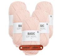 Rico Design BASIC SOFT ACRYL DK PUDER Premium Wolle 5 x 50g Weiches Allroundgarn für Kleidung Wohndeko Bastelideen und saisonale Farbprojekte mit mySearose Label