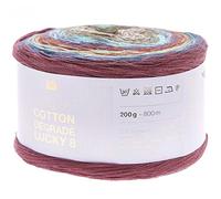 Rico Design Bobbel Farbverlauf Creative Cotton Degrade Lucky 8 forest (13), 200g Farbverlaufswolle zum Häkeln oder Stricken
