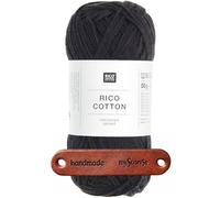 Rico Design COTTON 905 Schwarz Premium Wolle 50g für feine Amigurumi sommerliche Kleidung Accessoires und kreative Projekte mit mySearose Label