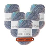 Rico Design Creativ Painted Power 04 skies Premium Wolle 5 x 100g Farbverlaufsgarn für weiche Schals Tücher Pullover Mützen und kreative Strick Häkelprojekte mit mySearose Label
