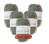 Rico Design Creativ Painted Power 06 aqua Premium Wolle 5 x 100g Farbverlaufsgarn für weiche Schals Tücher Pullover Mützen und kreative Strick Häkelprojekte mit mySearose Label