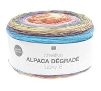 Bobbel Alpaka Wolle Farbverlauf Rico Creative Alpaca Degrade Lucky 8 Color 12, 200g Farbverlaufswolle zum Häkeln oder Stricken