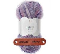 Rico Design CREATIVE BUBBLE 07 AUBERGINE (PRINT) Premium Wolle 50g Schwammgarn für kreative Häkelideen Spül und Badeschwämme Streifenoptik Neon Akzente Weihnachtsdeko mit mySearose Label