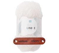 Rico Design CREATIVE BUBBLE 1 WEISS Premium Wolle 50g Schwammgarn für kreative Häkelideen Spül und Badeschwämme Streifenoptik Neon Akzente Weihnachtsdeko mit mySearose Label