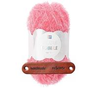 Rico Design CREATIVE BUBBLE 4 PINK Premium Wolle 50g Schwammgarn für kreative Häkelideen Spül und Badeschwämme Streifenoptik Neon Akzente Weihnachtsdeko mit mySearose Label