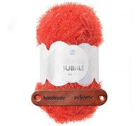 Rico Design CREATIVE BUBBLE 6 ROT Premium Wolle 50g Schwammgarn für kreative Häkelideen Spül und Badeschwämme Streifenoptik Neon Akzente Weihnachtsdeko mit mySearose Label