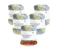 Rico Design CREATIVE CHIC-UNIQUE COTTON DK BEACH Premium Wolle 5 x 100g Sommerleichtes Farbverlaufsgarn für luftige Looks und kreative Lieblingsstücke mit mySearose Label