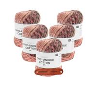 Rico Design CREATIVE CHIC-UNIQUE COTTON DK BERRIES Premium Wolle 5 x 100g Sommerleichtes Farbverlaufsgarn für luftige Looks und kreative Lieblingsstücke mit mySearose Label