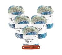 Rico Design CREATIVE CHIC-UNIQUE COTTON DK FRESH Premium Wolle 5 x 100g Sommerleichtes Farbverlaufsgarn für luftige Looks und kreative Lieblingsstücke mit mySearose Label
