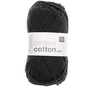 Rico Design Häkelgarn Creative Cotton aran 8-fädig 50 g 85 m 4–5 mm 100% Baumwolle Schwarz
