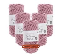 Rico Design CREATIVE COTTON CORD FLIEDER Premium Wolle 5 x 130g Makrameegarn für Wandbehänge Taschen und Wohnideen mit mySearose Label
