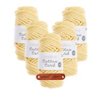 Rico Design CREATIVE COTTON CORD PASTELLGELB Premium Wolle 5 x 130g Makrameegarn für Wandbehänge Taschen und Wohnideen mit mySearose Label