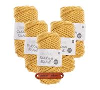Rico Design CREATIVE COTTON CORD SENF Premium Wolle 5 x 130g Makrameegarn für Wandbehänge Taschen und Wohnideen mit mySearose Label