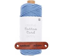 Rico Design CREATIVE COTTON CORD SKINNY 005 BLAU Premium Wolle 190g Feine Makrameegarn für stilvolle DIY Projekte und moderne Dekorationen mit mySearose Label