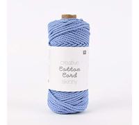 Rico Design Creative Cotton Cord Skinny Makramee Garn 190g 55m Blau Häkelgarn Strickgarn Wolle Garn zum Stricken Häkeln und Basteln DIY