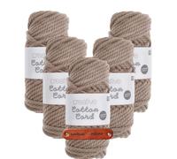 Rico Design CREATIVE COTTON CORD TAUPE Premium Wolle 5 x 130g Makrameegarn für Wandbehänge Taschen und Wohnideen mit mySearose Label