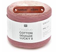 Rico Design CREATIVE COTTON DÉGRADÉ LUCKY 8 ALTROSA Premium Wolle 200g Weiches Farbverlaufsgarn für stilvolle Accessoires und Lieblingsstücke Ombreeffekt mit mySearose Label