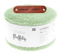 Rico Design CREATIVE FLUFFILY DK 22 PASTELLGRÜN Premium Wolle 150g Flauschiger Glitzerlook für elegante Outfits und besondere Anlässe mit mySearose Label