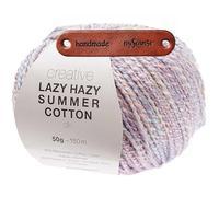 Rico Design CREATIVE LAZY HAZY SUMMER COTTON DK FLIEDER Premium Wolle 50g Luftiger Twistlook für sommerliche Tops und Tücher mit mySearose Label