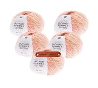 Rico Design CREATIVE LAZY HAZY SUMMER COTTON DK LACHS Premium Wolle 5 x 50g Luftiger Twistlook für sommerliche Tops und Tücher mit mySearose Label