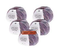 Rico Design CREATIVE LAZY HAZY SUMMER COTTON DK LILA Premium Wolle 5 x 50g Luftiger Twistlook für sommerliche Tops und Tücher mit mySearose Label