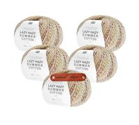 Rico Design CREATIVE LAZY HAZY SUMMER COTTON DK PFIRSICH Premium Wolle 5 x 50g Luftiger Twistlook für sommerliche Tops und Tücher mit mySearose Label