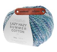 Rico Design CREATIVE LAZY HAZY SUMMER COTTON DK TÜRKIS Premium Wolle 50g Luftiger Twistlook für sommerliche Tops und Tücher mit mySearose Label