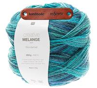Rico Design CREATIVE MELANGE ARAN WONDERBALL AQUA MIX Premium Wolle 200g Warmer Farbverlauf für elegante Outfits, gemütliche Lieblingsstücke, Accessoires und Dekoration mit mySearose Label